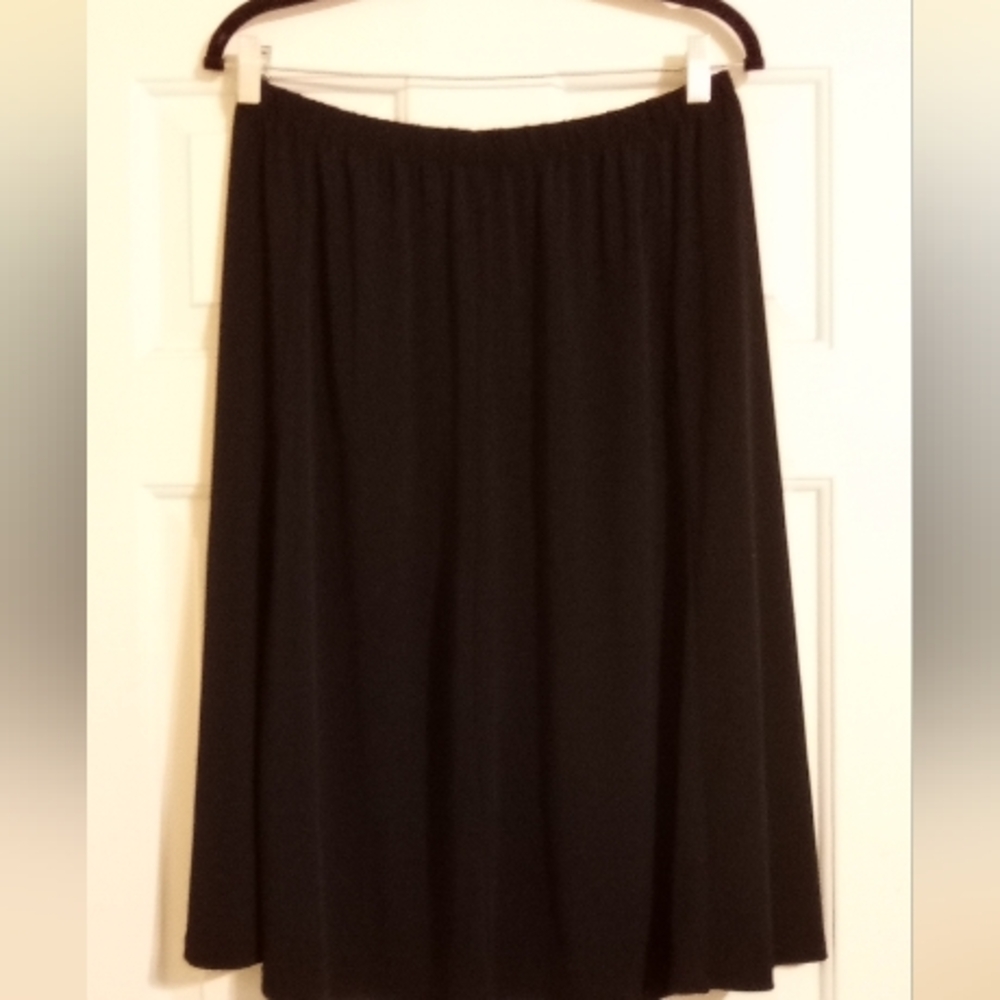 Christopher & Banks A-Line Black Flare Midi Skirt Size Large